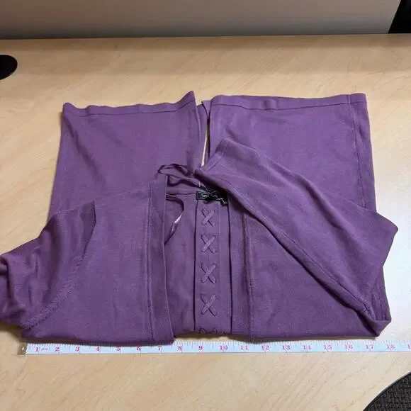 NWT Lety & Me Open-Front 3/4 Sleeves Back Detail Stitch Fix Purple Cardigan M - Picture 11 of 11